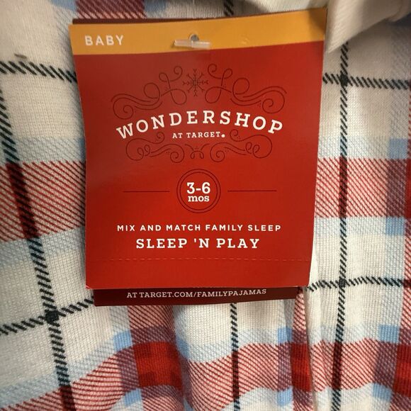 Wondershop Target Baby Size 3-6 Red Plaid Matching Family Sleep Footed Pajamas - Picture 5 of 9